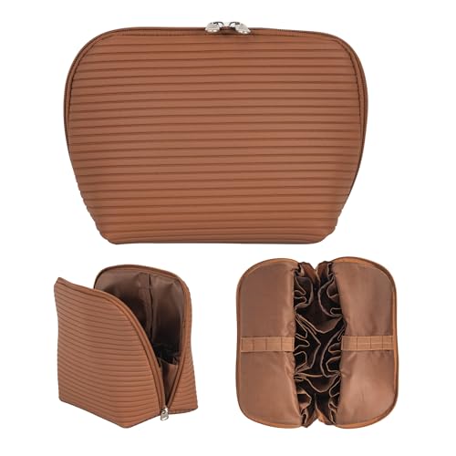 Waterproof Makeup Bag with Brush Holders & Compartments