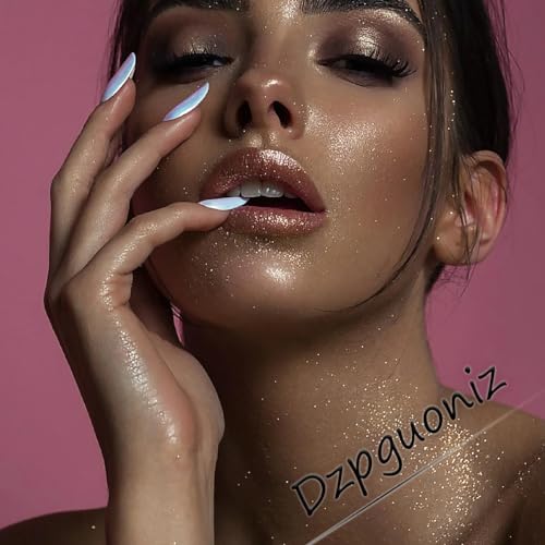 Short Square French Tip Press on Nails - White Flower & Star Design (24 Pcs)