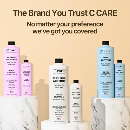C CARE Non-Acetone Nail Polish Remover 16 Fl Oz Pack of 1 - Gentle, Nourishing, Fast-Acting