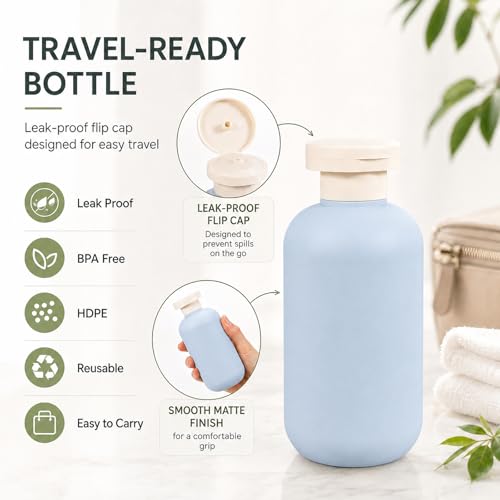 METAPACK 6.8oz Travel Bottles 4-Pack with Flip Top & Labels