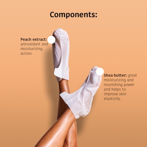 IROHA NATURE Repairing Foot Mask Socks with Peach & Shea Butter | 15 Pairs | Deep Hydration & Instant Repair | For Dry & Cracked Feet | Natural & 100% Vegan | Proven Results