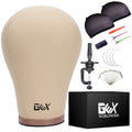 Canvas Cork Wig Block Mannequin Head 22" with C Clamp Stand