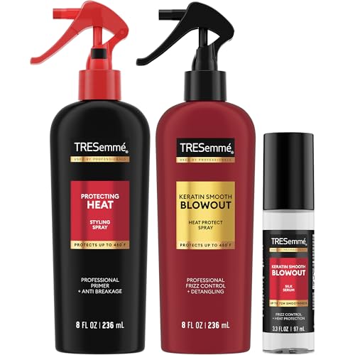 TRESemm? Blowout Products for Hair with 450¡ÆF Heat Protection & Frizz Control ? Keratin Smooth Blowout Spray & Silk Serum + Protecting Heat Spray (3 Piece Set)
