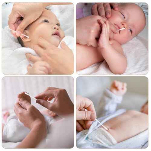 Kisangel 200Pcs Baby Cotton Swabs Paper Double-End Cotton Buds Cotton Ear Cleaners Safety Swabs Cleaning Sticks for Ear Nose Clean
