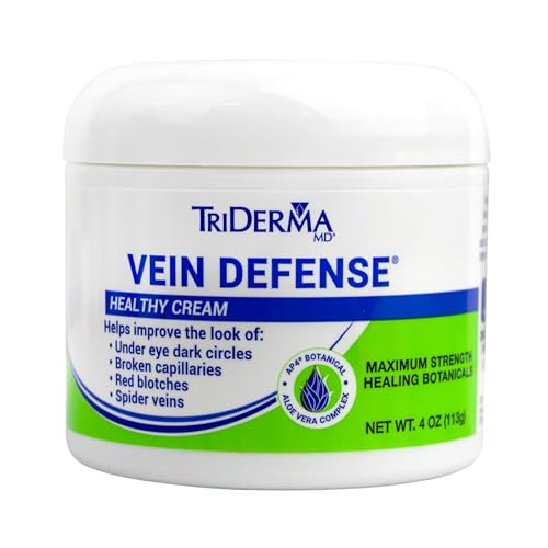 TriDerma Vein Defense Healthy Cream, Helps Improve the look of Spider Veins, Broken Capillaries, Red Blotches and Under Eye Dark Circles 4 oz