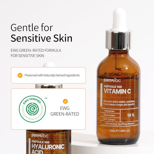 PAMS IBC Ampoule 100 Vitamin C, Korean Professional Skin Care Treatment Inspired, Brightening Serum with Sea Buckthorn Extract & Niacinamide for Even Skin Tone(1.69fl.oz/50ml)