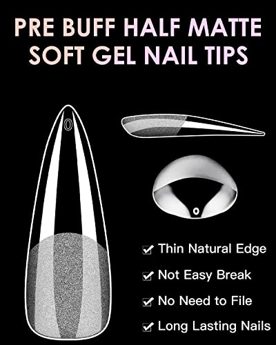 Soft Gel Nail Tips Stiletto 120PCS Pre-Shaped Full Cover