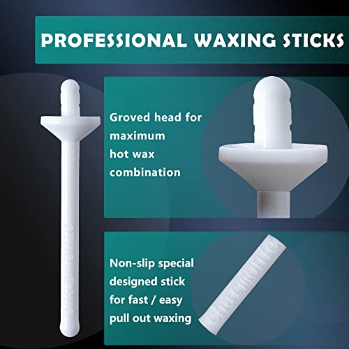 60 Wax Applicator Sticks for Hair Removal - Nasal, Ear, Face, Eyebrow Waxing Kit for Men & Women by Charmonic