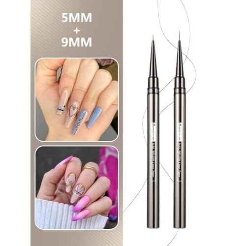 Nail Liner Brush, Fine Line Nail art Brushes 5/9/15/20/25mm Thin Line Nail Brushes Detail Drawing, Liner Brush for Nails Gel