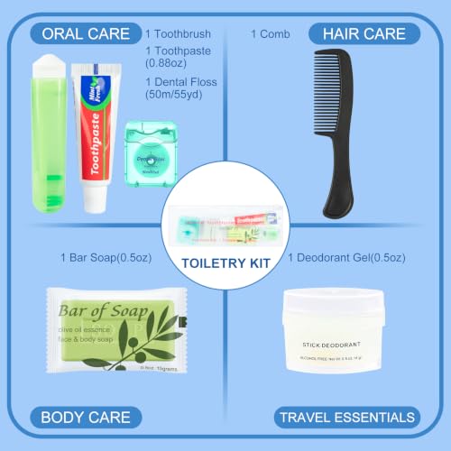 40 Bulk Hygiene Kits with Toiletries in Zip Pouches