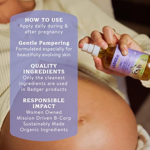 Badger Organic Pregnant Belly Oil - 4 oz Jojoba & Coconut