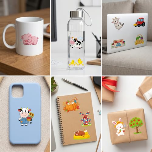 96 Farm Temporary Tattoos for Kids - Pre-Cut Barnyard