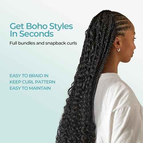 Boho Human Hair for Braiding Bulk Human Hair Bohemian Knotless Braids Deep Wave 100g 22 Inch Jet Black No Weft 2 Bundles Tangle Resistant Easy to Install for Salon/Home/Beginners