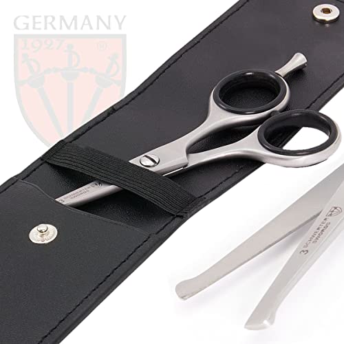 3 Swords Germany ? professional NOSTRIL NOSE and EAR HAIR SCISSORS trimmer, stainless steel, straight blade rounded tip with black case for men and women