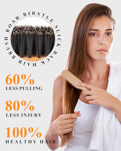 100% Boar Bristle Hair Brush with Peach Wood Handle