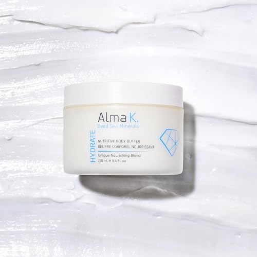 Alma K Nutritive Body Butter - Deep Hydration Body Cream Skin Care - Shea Butter Lotion with Dead Sea Minerals, Vitamin E - All Skin Types - 8.45 oz