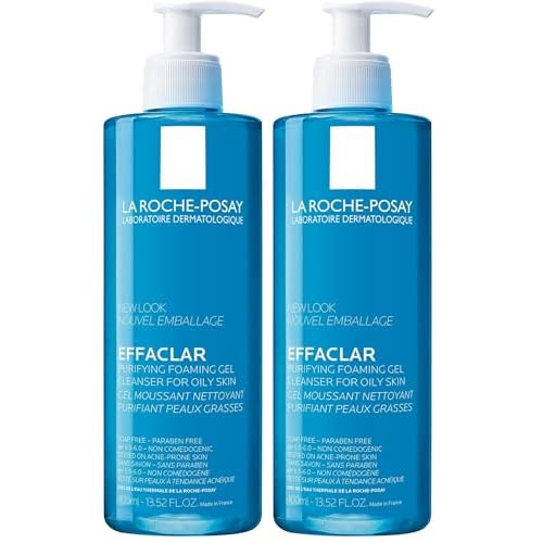 La Roche-Posay Effaclar Purifying Foaming Gel Cleanser for Oily Skin,With Zinc Pidolate To Remove Excess Oil & Shine,Alcohol Free & Oil Free,Sensitive Skin Tested,(Pack of 2)