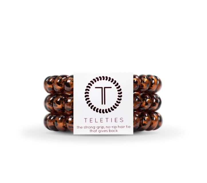 Teleties Spiral Hair Coils - Phone Cord Hair Ties (3 Pack, Small)