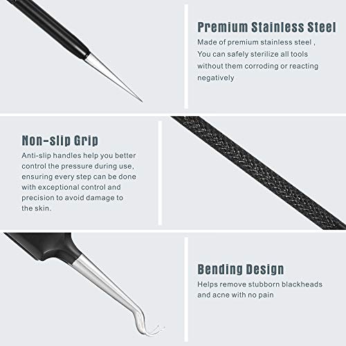 Professional Blackhead Remover Tool Kit - 6 Stainless Steel Extractors
