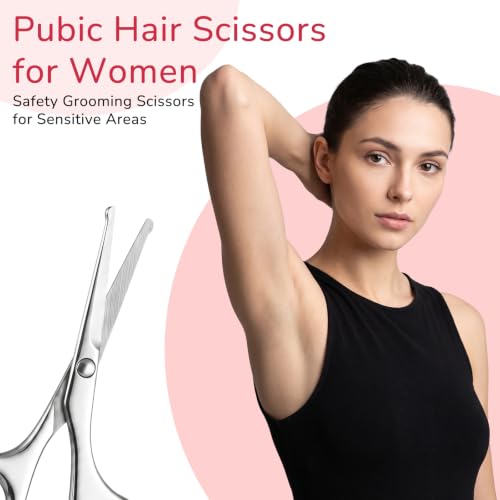 Women's Pubic Hair Scissors - Safe Rounded Tip Personal Grooming Tool