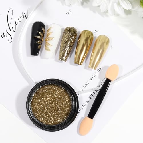 Artdone Chrome Nail Powder Light Gold Mirror Effect Gel Nail Pigment - 1 Jar