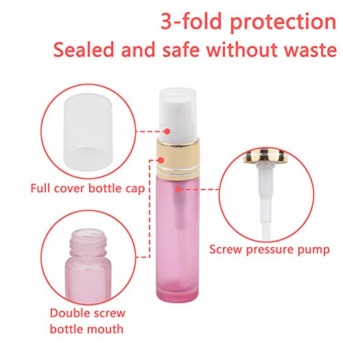JIUWU Spray Bottle,10 Ml,Perfume Glass Spray Bottles,10 Pack Travel Perfume Bottle Refillable.Mini Small Atomizer,Spray Bottles for Hair eith 10 Funnels and Colourful Logo Stickers