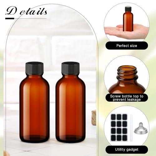 100 Pcs 0.5 oz Amber Glass Boston Bottles with Caps & Labels
