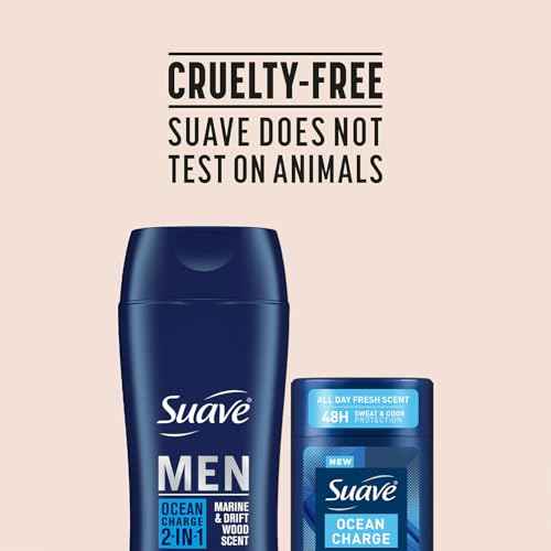 Suave+ Men¡¯s 2-in-1 Shampoo and Conditioner, Ocean Charge + Antiperspirant Deodorant for Men, Ocean Charge, 48H Sweat & Odor Protection (2 Piece Set)