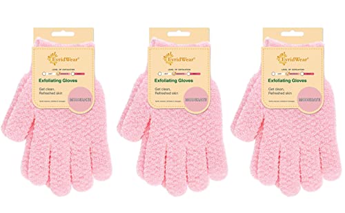 Exfoliating Shower Gloves for Women | Dual-Textured Nylon, 3 Pairs