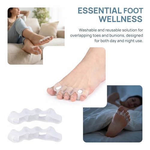 Silicone Toe Separators for Bunions & Hammer Toes (2 Pack)