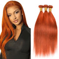 Ginger Orange Straight Hair Bundles - 350 Color, 22-26 Inch, 3 Pack