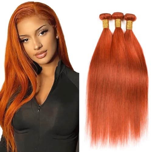 Ginger Orange Straight Hair Bundles - 350 Color, 22-26 Inch, 3 Pack