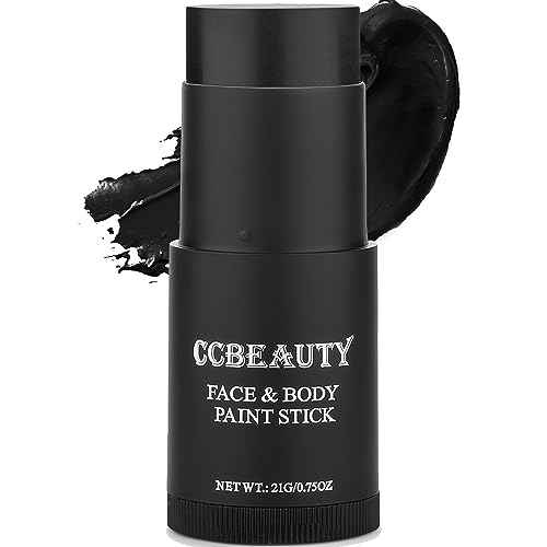 CCbeauty Black Face Paint Stick, Face Painting Kit, Full Coverage SFX Makeup Foundation, Professional Non-Toxic Body Paint for Halloween Costume Cosplay Party, Skeleton, Clown, Catrina Makeup