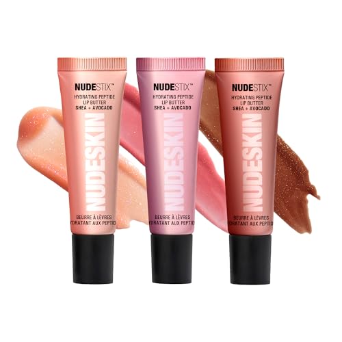 Nudestix Hydrating Peptide Lip Butter Trio – Glossy Lip Balm Kit