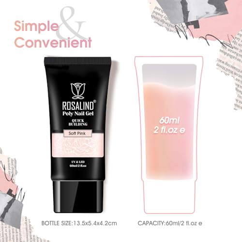 ROSALIND Soft Pink Poly Nail Gel 2oz - UV/LED Builder Extension Gel