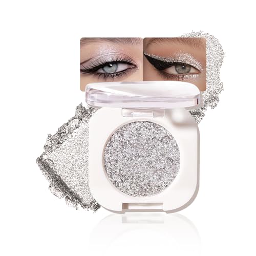 Silver Glitter Eyeshadow - Metallic Single Shadow Makeup