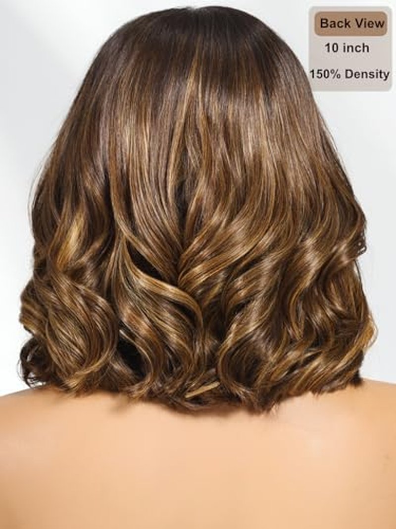 UNICE 13x4 Lace Front Bob Wig - Chocolate Brown Balayage with Highlights