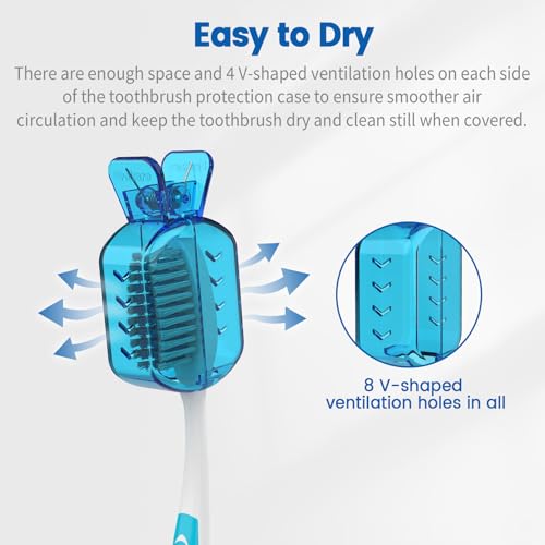 Frekare Transparent Clip-On Toothbrush Covers for Travel & Household
