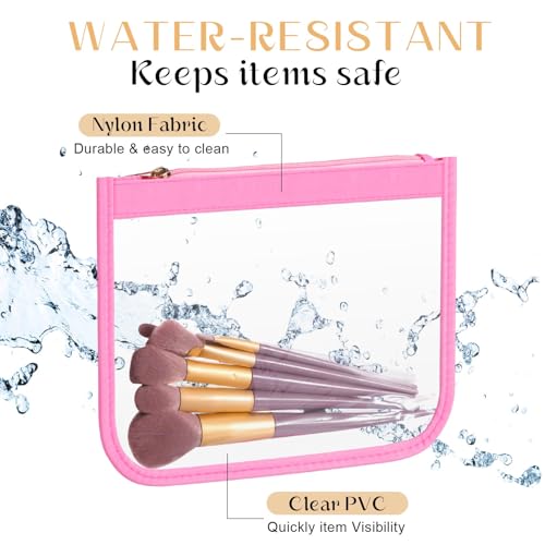 Weewooday 6 Pcs Clear Zipper Pouches DIY Chenille Letter Bag Nylon Cosmetic Bag Waterproof Portable Clear Travel Toiletry Bag Travel Bags for Women