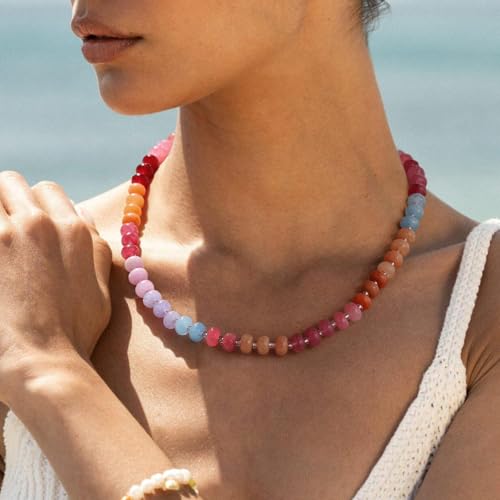 KELORIS PATH Beaded Gemstone Choker Necklace for Women