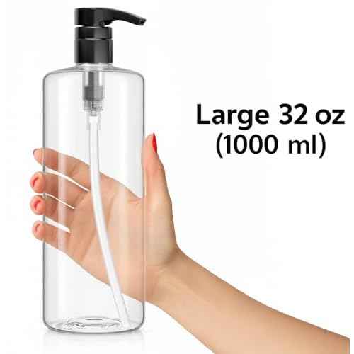 Bar5F Pump Bottle 32-Ounce 1-Liter Empty for Shampoo Conditioner Body Wash Lotion BPA-Free Crystal-Clear (Pack of 1)