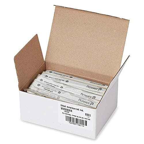 Flowery Disposable High-Speed Shiner, Dual-Grit 100/180 Nail Files, Individually Wrapped, Single-Use, 100 ct