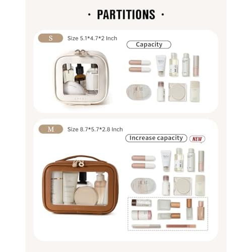 EACHY Clear Makeup Bag Cosmetic Organizer, Waterproof Travel Cosmetic Case with Zipper for Women, Transparent Toiletry and Skincare Pouch, Portable Car or Purse Bag for Travel Essentials