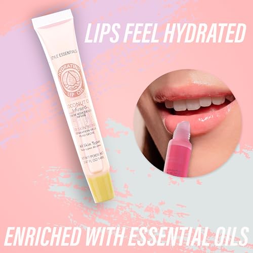 12pc Hydrating Lip Oils -Essential Oil Infused Lip Gloss Lip Oil Collection | Multi-Benefit Lip Care, Safe and Non-Toxic Lip Gloss Gift Set