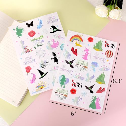Witch Temporary Tattoos for Kids - 50 Pink & Green Stickers