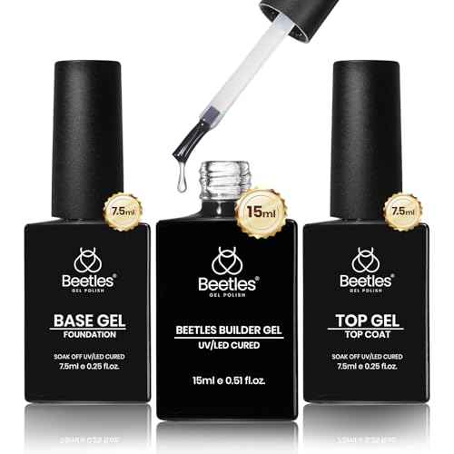 Beetles Builder Gel Set,3 Pcs 8 in 1 Nail Strengthening Apex Building Extension for Beginner DIY Salon at Home,Clear Builder Nail for Nails with Base and Top Coat Gel,UV & LED Lamp Needed