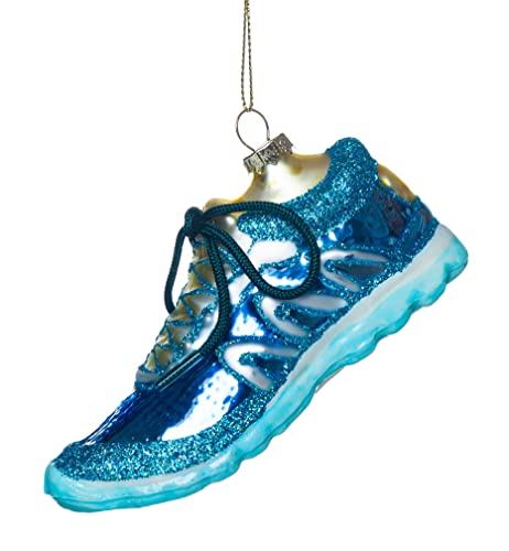 2 Pack Glass Running Shoes Christmas Ornaments for Christmas Tree Decorations, Hanging Decorative Hand Painted Blown Glass Sports Shoe Sneaker Trainer Xmas Ornaments for Runners