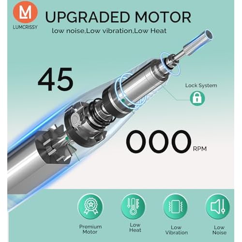 45000RPM Electric Nail Drill, Professional Rechargeable Nail File Machine with 2¡¿2000mAh Battery 13 Drill Bits ,Cordless Efile Kit for Manicure Pedicure Salon Home with EVA Case & Holder