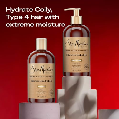 SheaMoisture Shampoo & Conditioner, Manuka Honey & Mafura Oil Intensive Hydration for Extra Dry, Damaged Hair, 13 Oz Ea