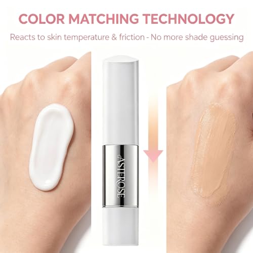Color Changing Foundation Stick 18g with Brush - Self-Adapting Shade, Hydrating, Buildable Makeup